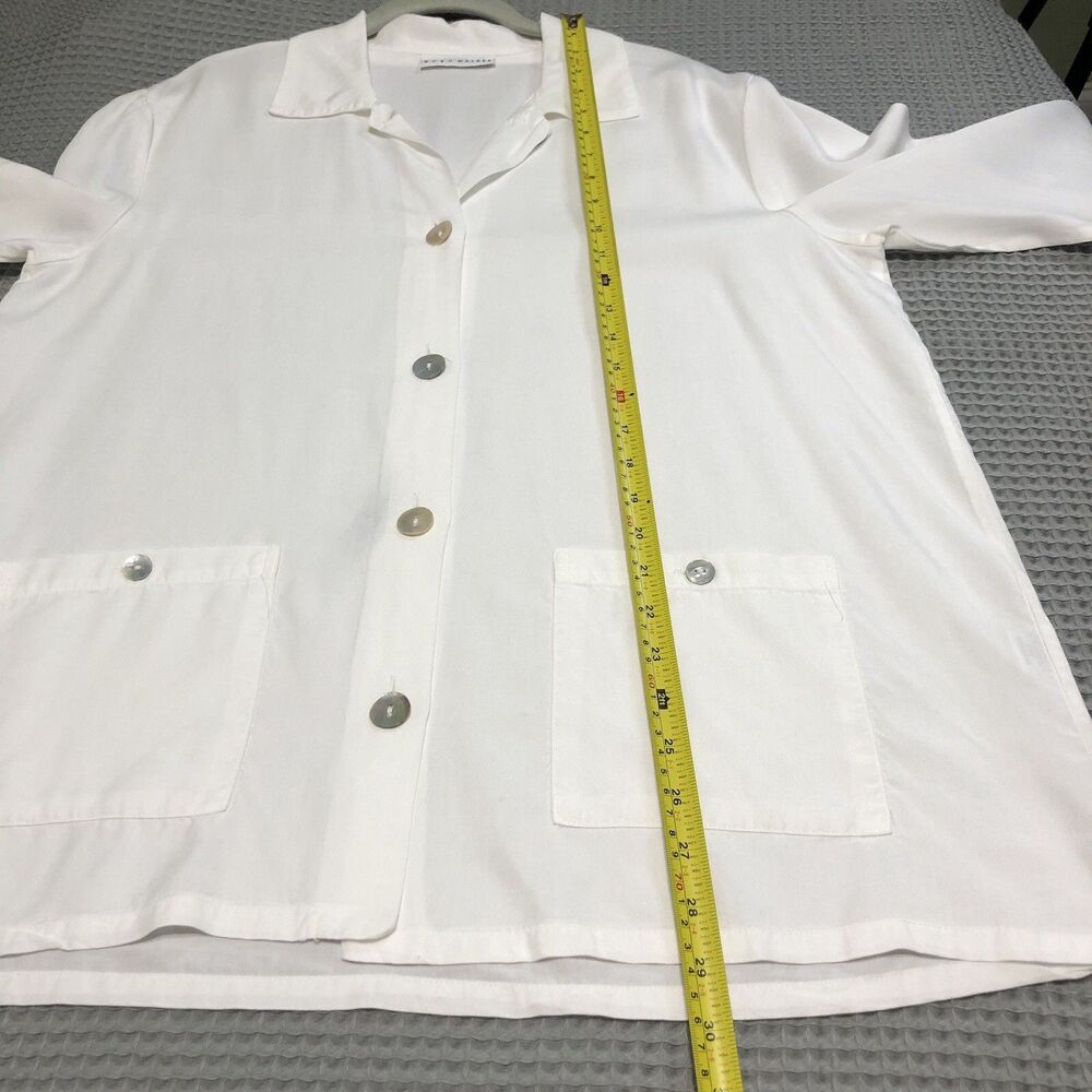 Bryn Walker Button Down Tunic Womens Small White Lyocell Coastal Lagenlook USA - Picture 14 of 15